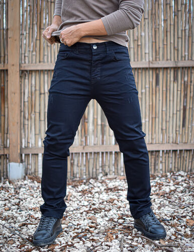 شلوار جین مردانه راسته مشکی کم زاپ کد 2913 سایز 44تا54