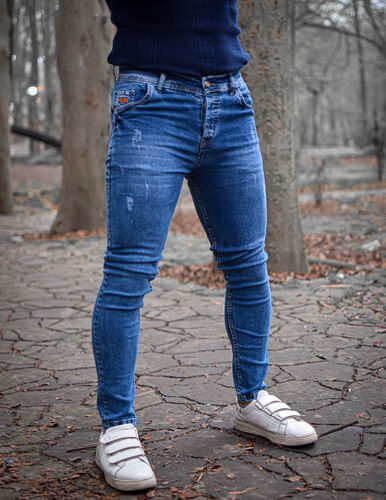 شلوار جین مردانه آبی زارا کمزاپ کد 2923 سایز 40تا50