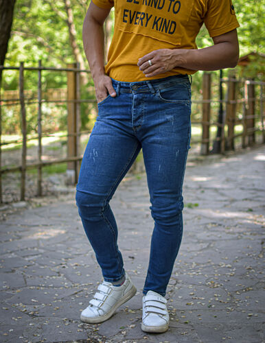 شلوار جین مردانه آبی سنگشور کد 2964 سایز 40تا50