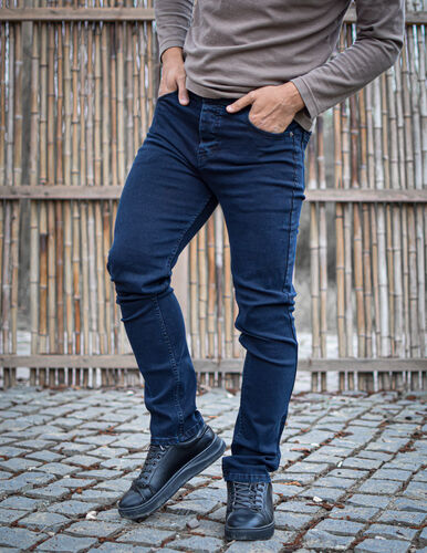شلوار جین مردانه راسته آبی دودی ساده کد 2943 سایز 44تا54